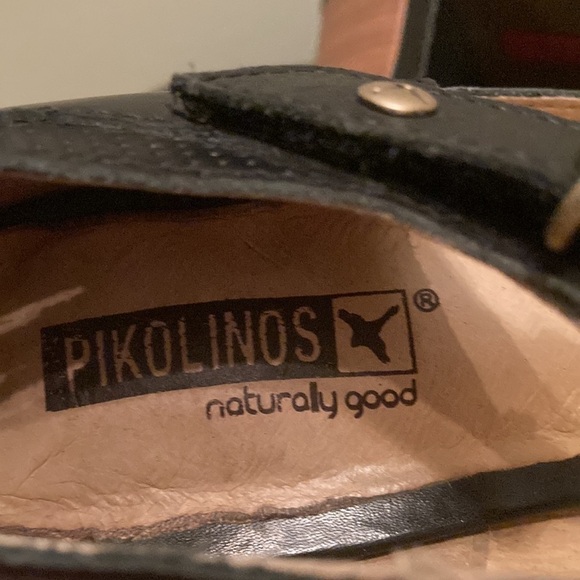 Pikolinos Black Stacked Heel Peep Toe Shoes - Picture 10 of 14